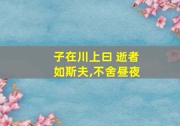 子在川上曰 逝者如斯夫,不舍昼夜